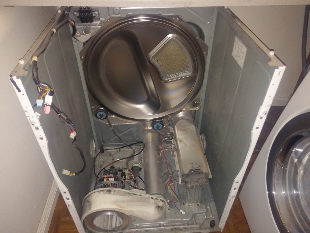 Removed the inside drum of the dryer to get to the heating element.